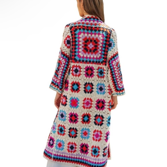 Crochet Cadigan Patchwork Boho Patchwork Cardigan Davi & Dani NWT - Picture 2 of 12